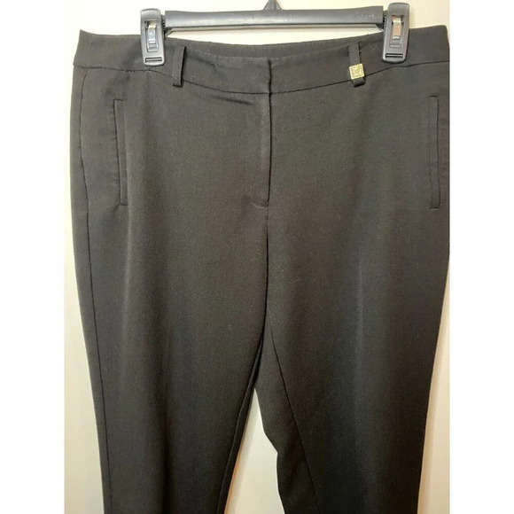 Anne Klein Womens Straight Leg Black Dress Pants Sz 8 Gold Lion Buttons Trousers - Picture 6 of 16